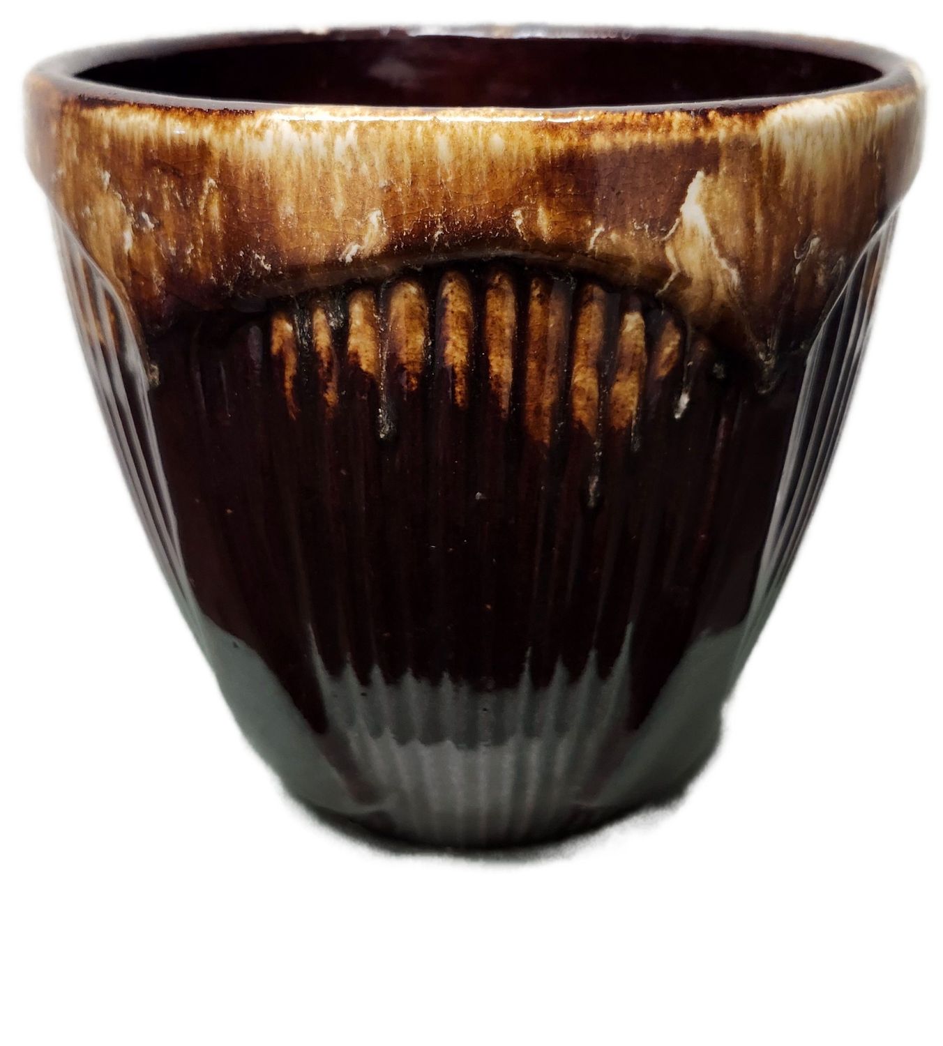 CERAMIC POT 8&quot; NO DRAIN - BROWN GLAZE