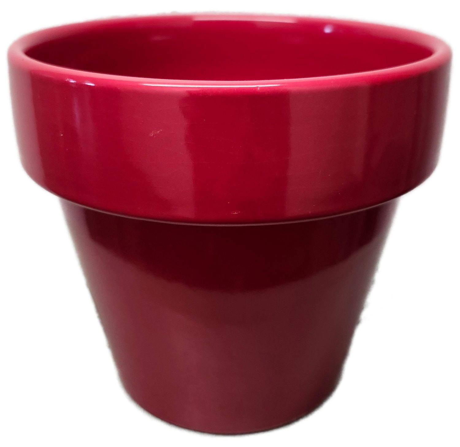 CERAMIC POT W/DRAIN 6&quot; - RED