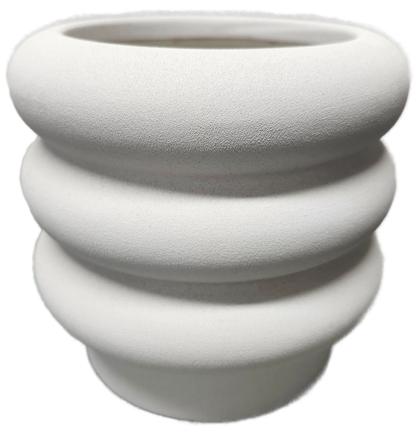 CERAMIC POT W/DRAIN 6&quot; - WHITE PUFF