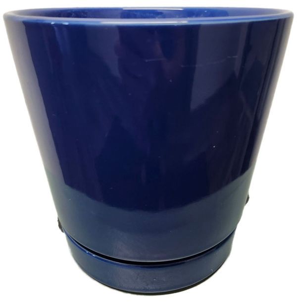 CERAMIC POT W/DRAIN 6&quot; - BLUE