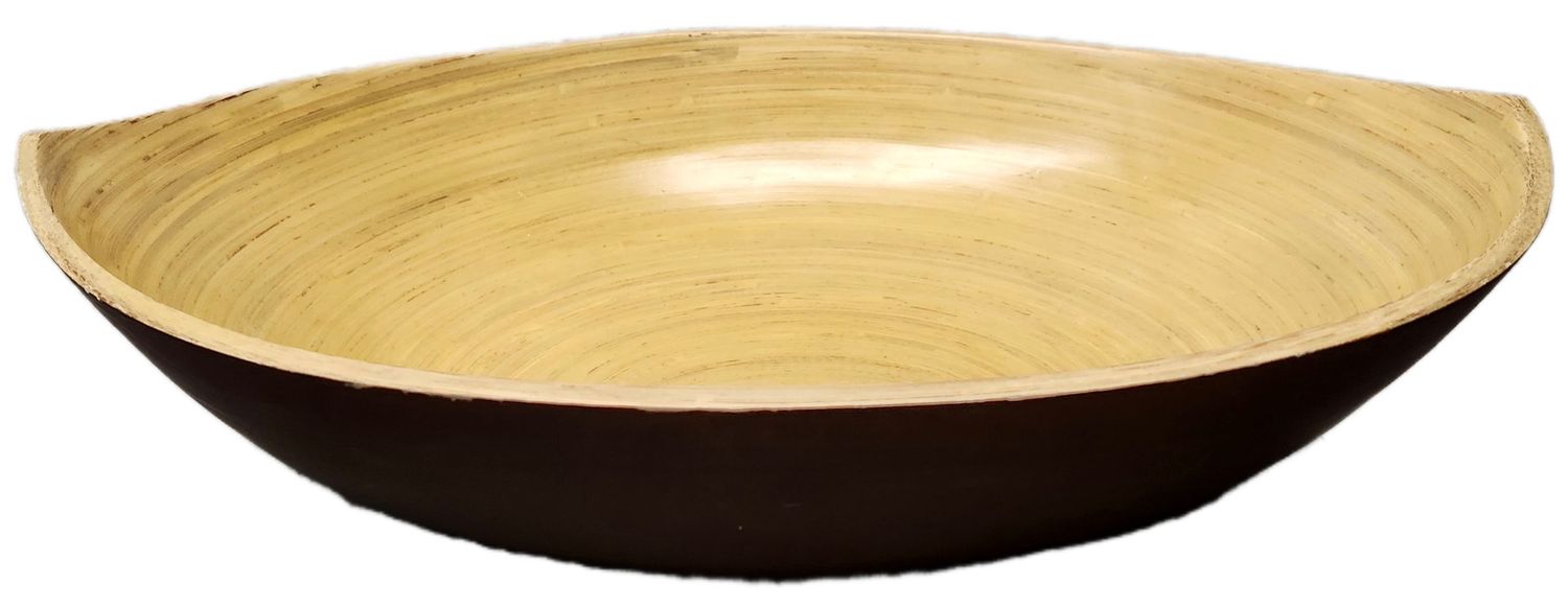 WOOD BOWL 10X15&quot; - OBLONG YELLOW