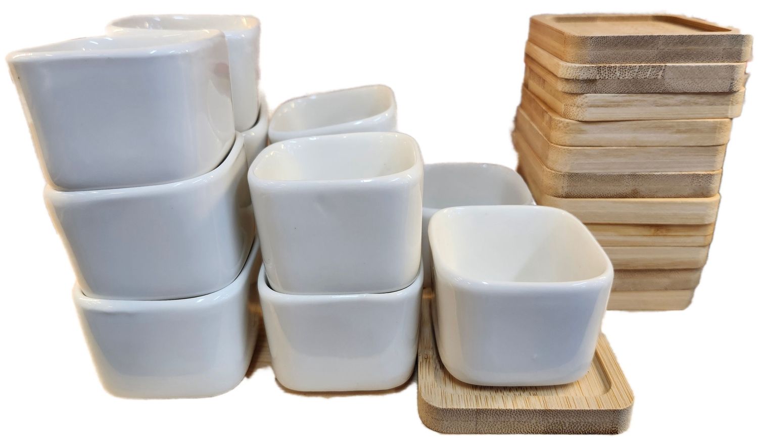 CERAMIC POT W/WOOD SAUCER 2&quot;