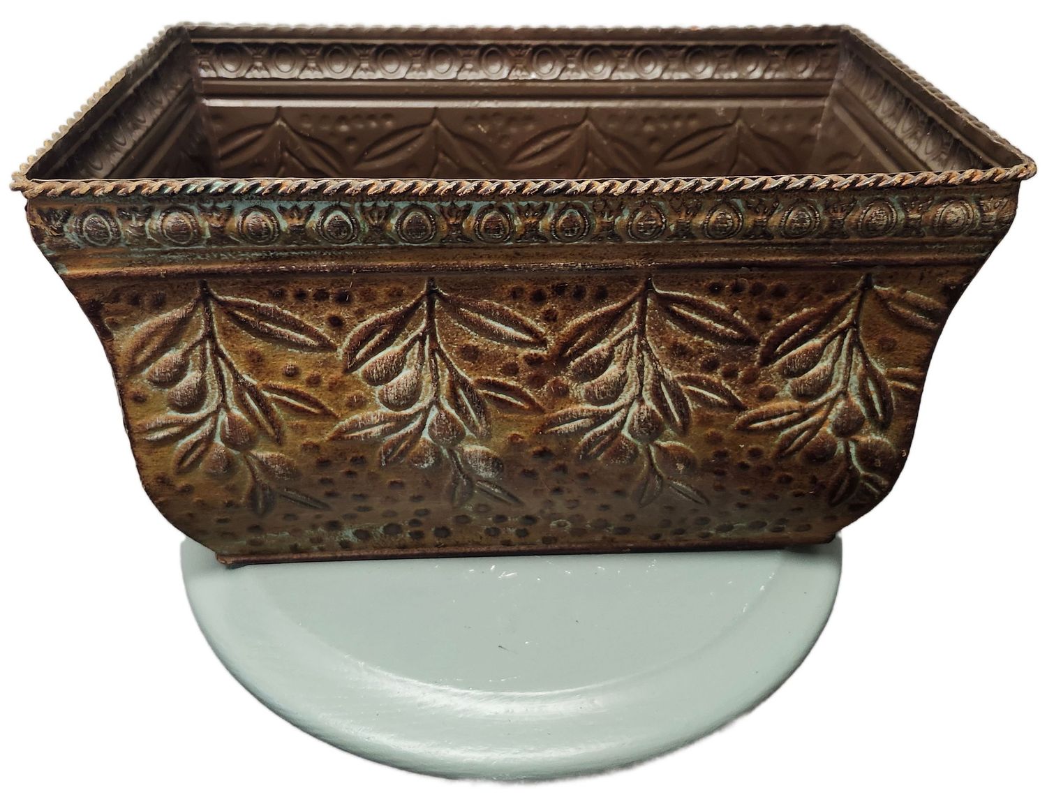 METAL 8X13&quot; POT NO DRAIN - BROWN OLIVE