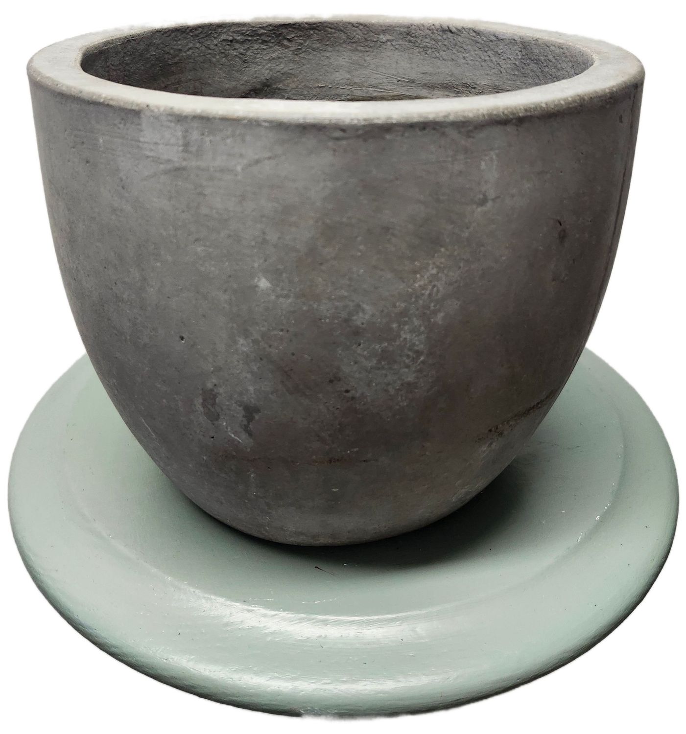 CERAMIC POT 9&quot; NO DRAIN - CEMENT