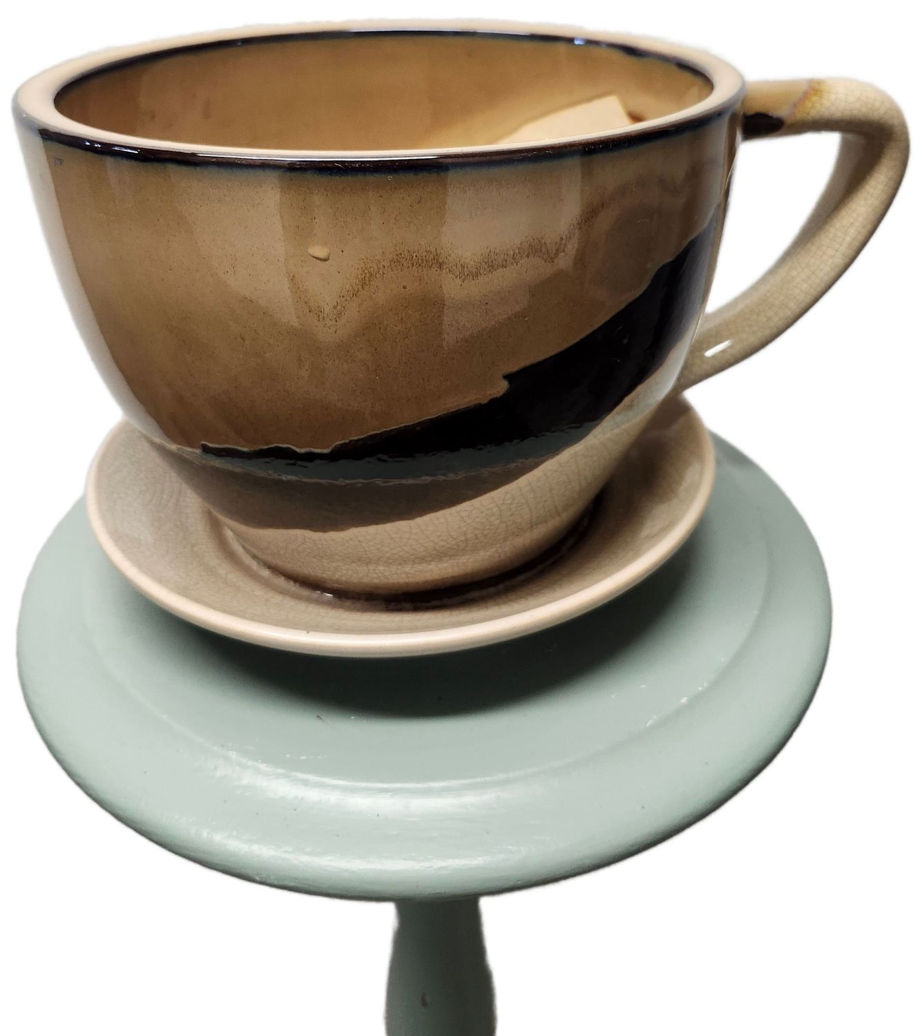 CERAMIC TEA POT 9&quot; - BROWN