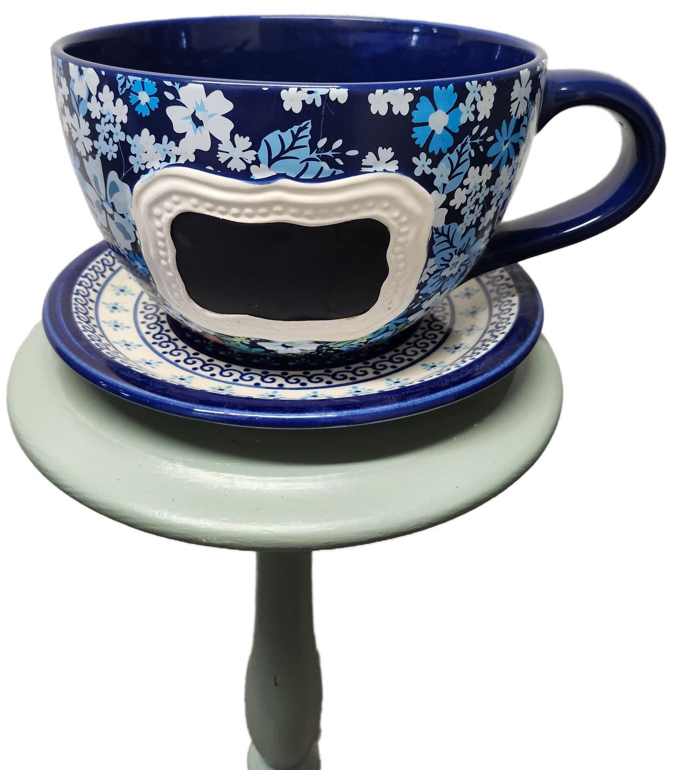 CERAMIC TEA POT 9&quot; - BLUE CHALK