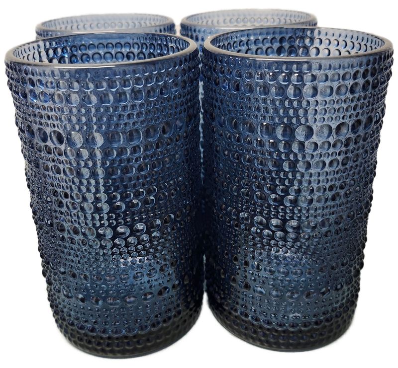 GLASS VASE 3&quot; - BLUE BUBBLES