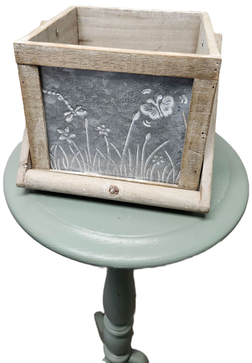 WOOD BOX PLANTER 7&quot; W/HANDLE