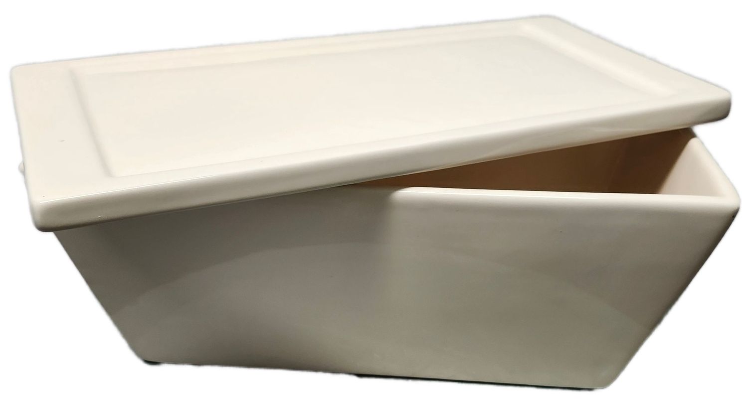 CERAMIC PLANTER 5X10&quot; W/LID - WHITE
