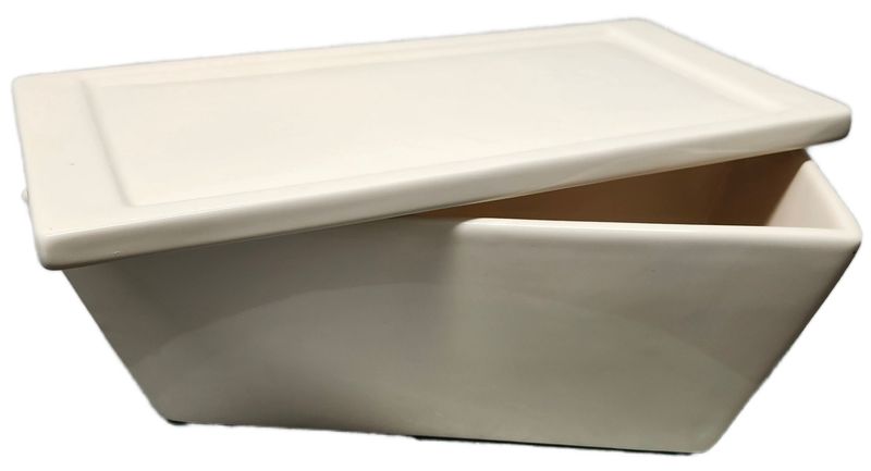 CERAMIC PLANTER 5X10&quot; W/LID - WHITE