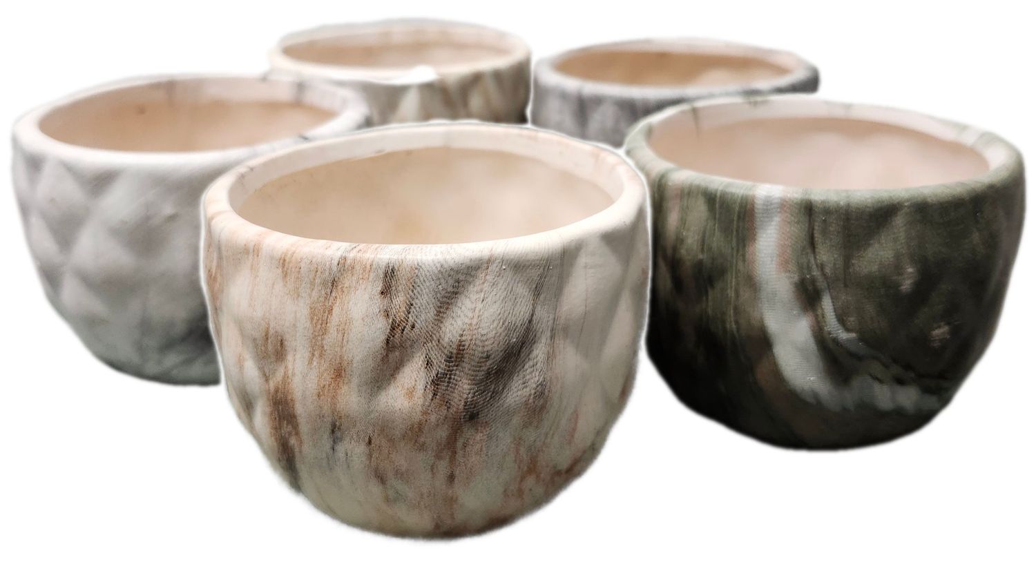 CERAMIC POT 3&quot; W/DRAIN - MARBLE ASST