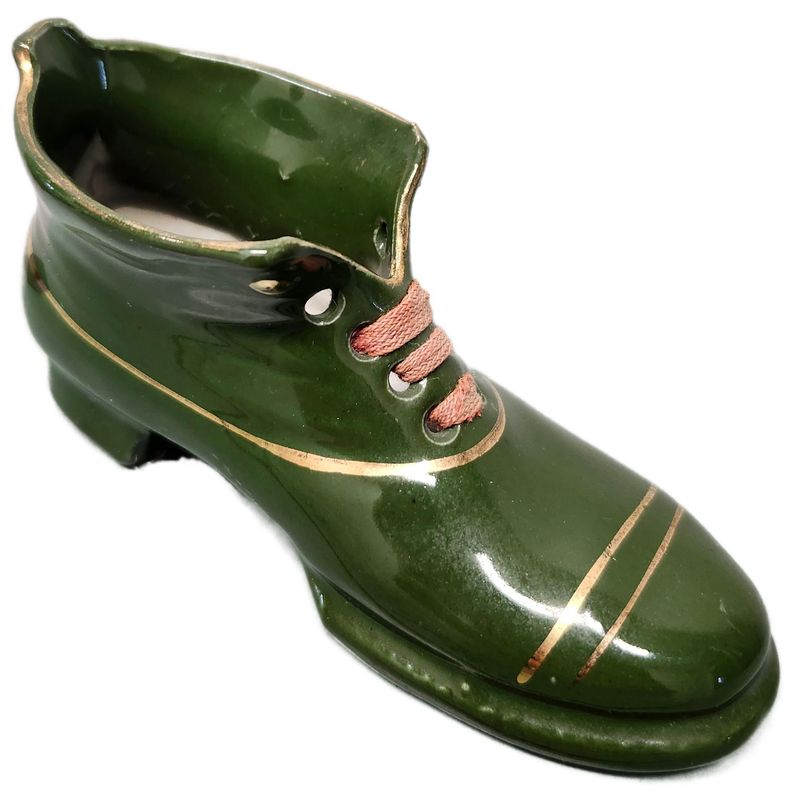 CERAMIC MINI SHOE 2&quot; - GREEN VINTAGE