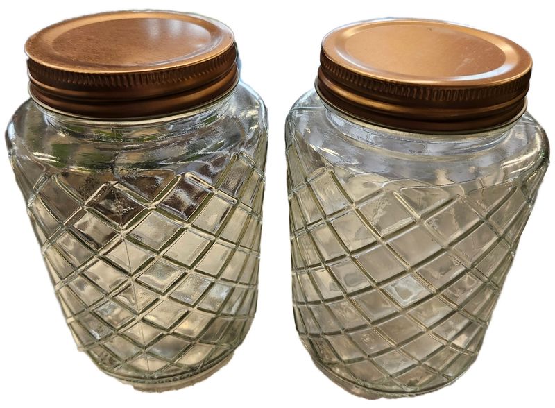 GLASS JAR W/COPPER LID 5.5&quot; - LATTICE