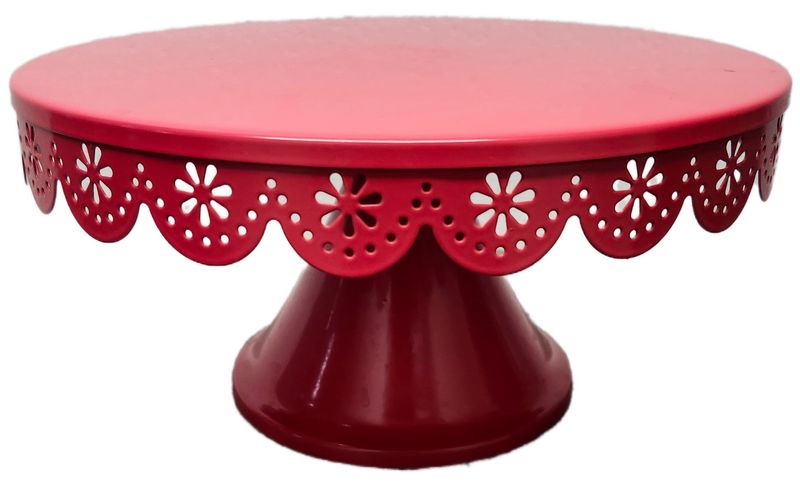 METAL CAKE STAND 9&quot; - LT RED