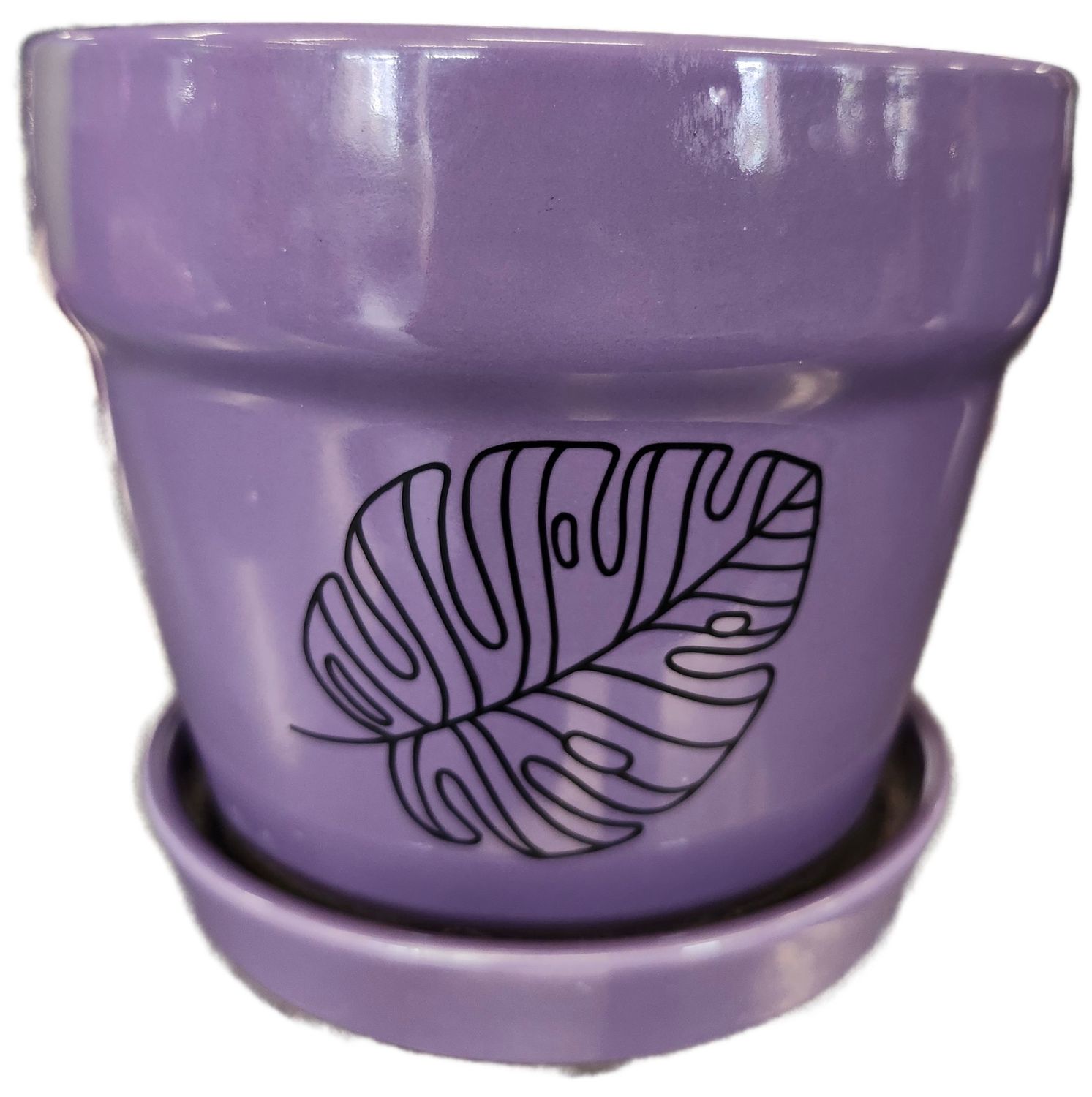 CERAMIC POT 5&quot; W/DRAIN - PURPLE UPCYLE