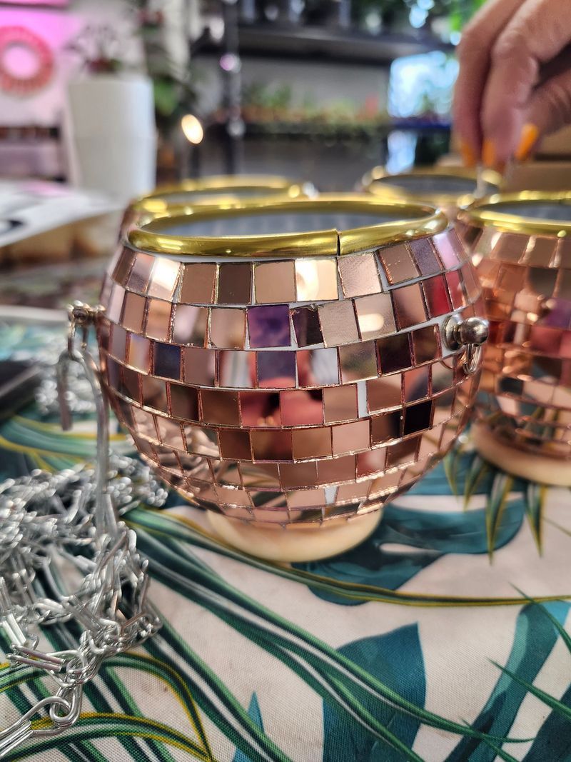 DISCO BALL PLANTER 4&quot; - ROSE GOLD