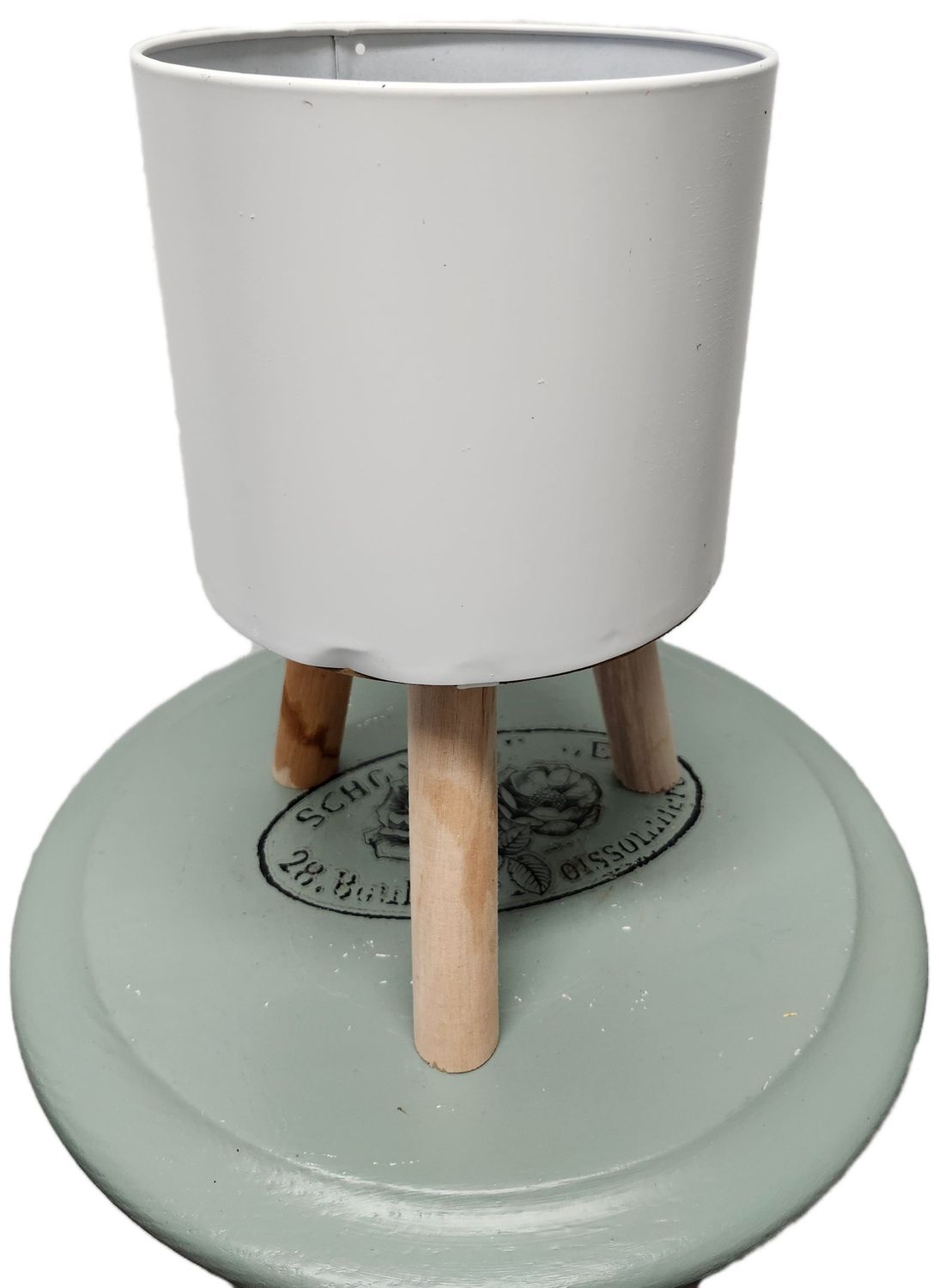 METAL PLANT STAND 6X10&quot; - WHITE LEAF