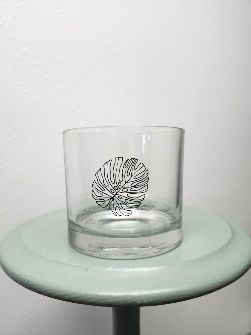 GLASS POT 5&quot; - CLEAR LEAF