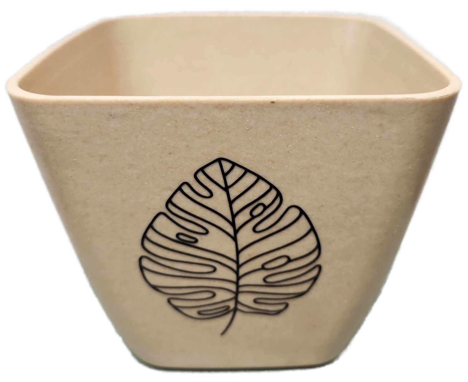 PLASTIC POT 5&quot; - CREAM W/LEAF
