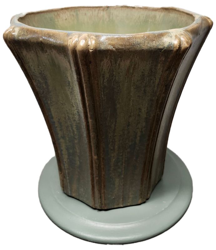 CERAMIC POT 12&quot; - FANCY GREEN