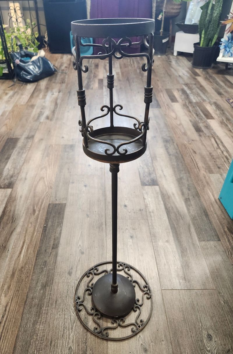 METAL PLANT STAND 31&quot; - BRUSHED/BRONZE