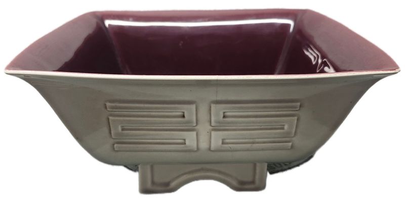 CERAMIC POT 9X9&quot; - WHITE W/RED