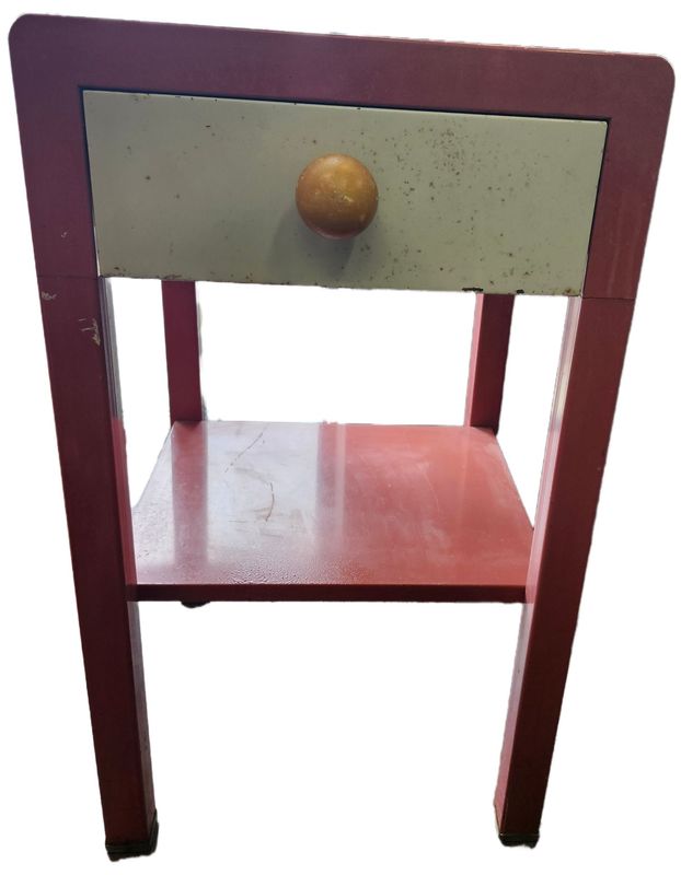 METAL END TABLE 16X28&quot; - RED RETRO