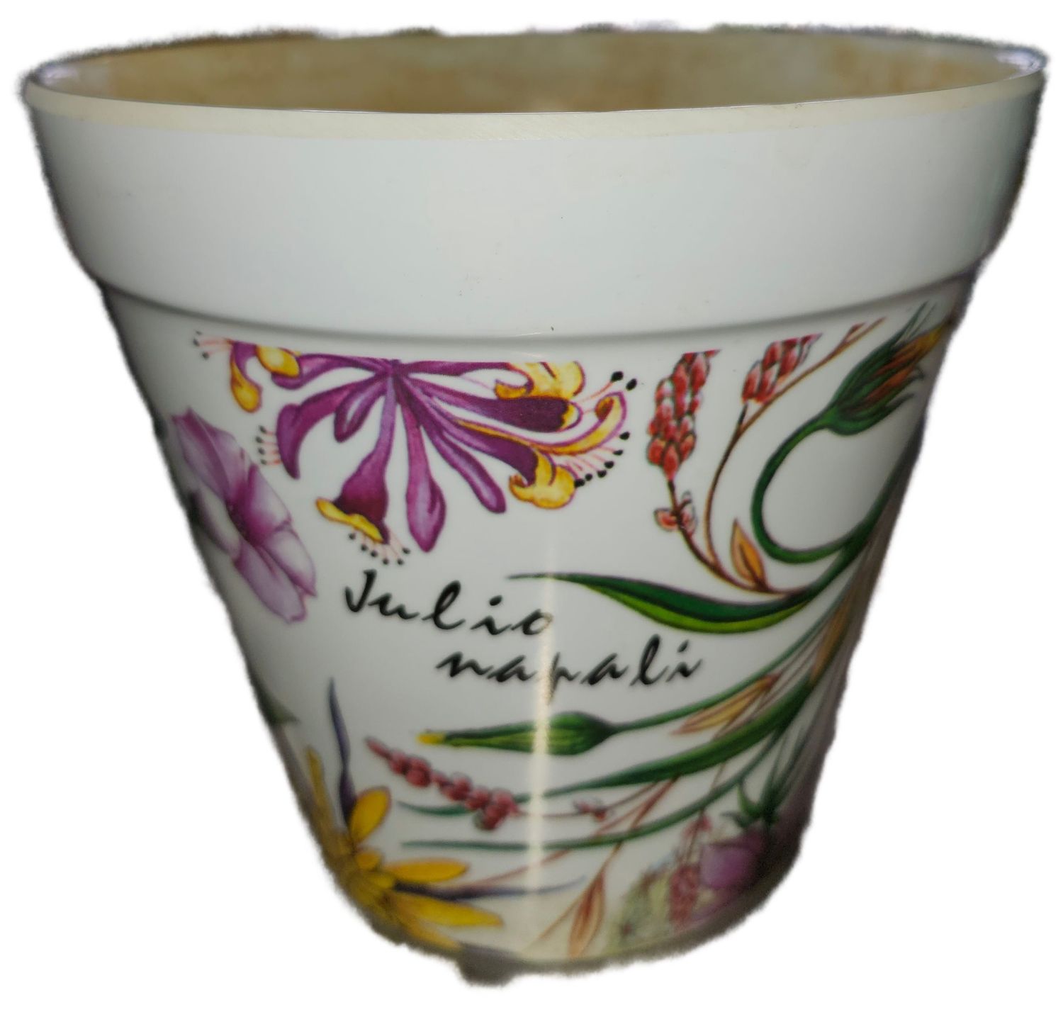 PLASTIC POT 6&quot; - VINTAGE FLOWERS