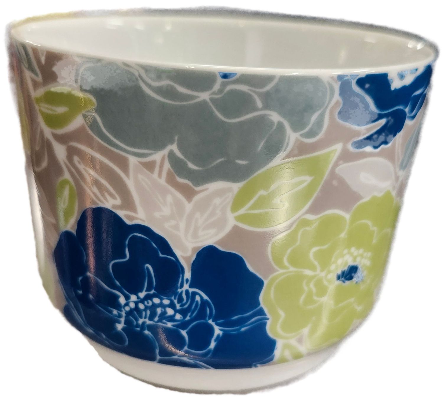 CERAMIC POT 4&quot; - GREY FLORAL