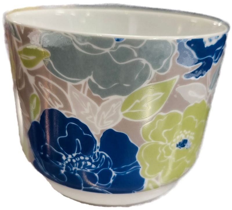 CERAMIC POT 4&quot; - GREY FLORAL