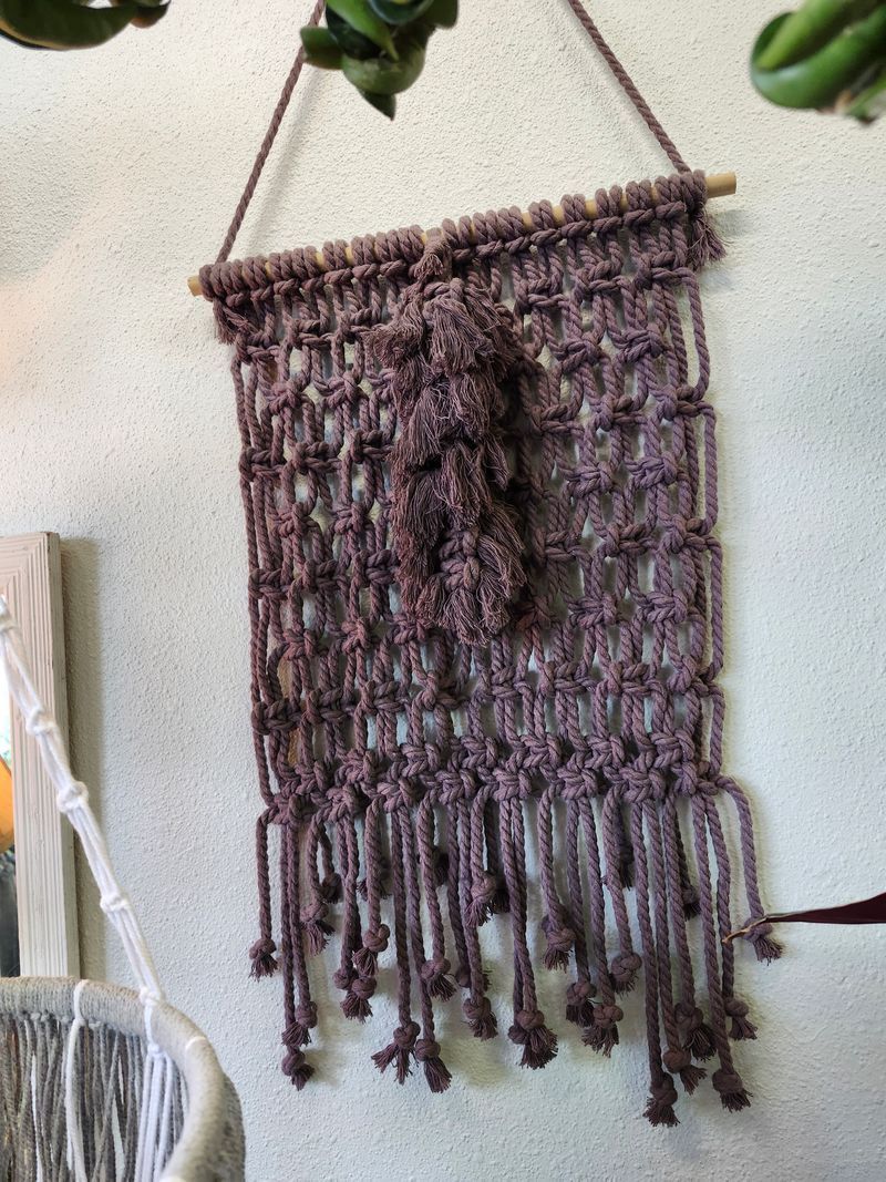 MACRAME WALL ART 33&quot; - PURPLE