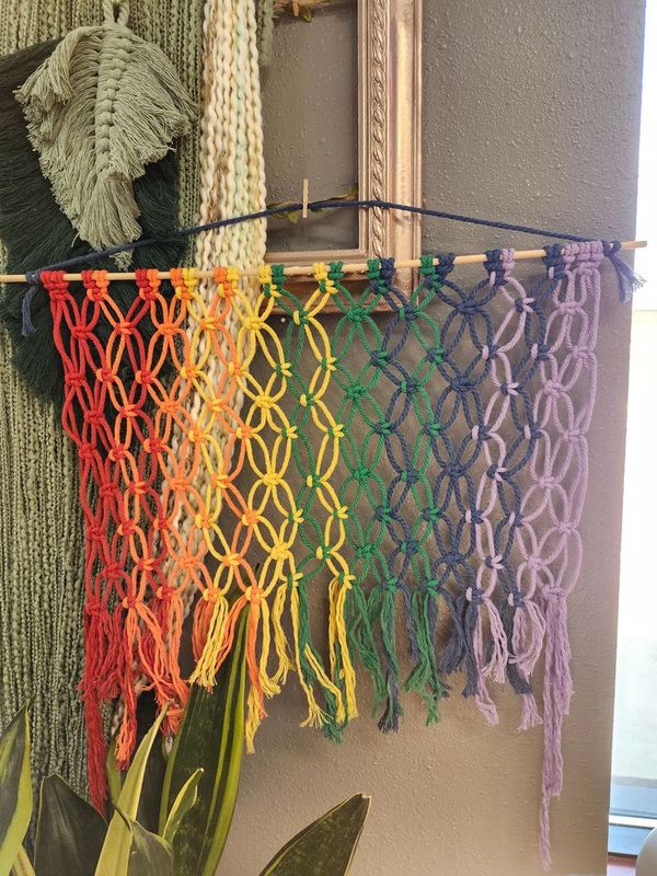 MACRAME WALL ART 18&quot; - RAINBOW