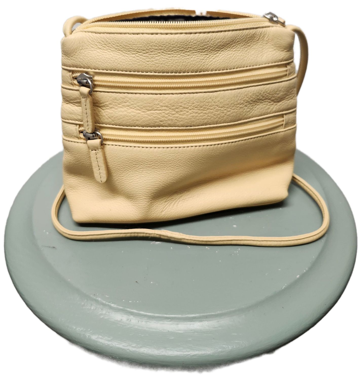 PURSE POT COVER  8&quot; - YELLOW LEATHER