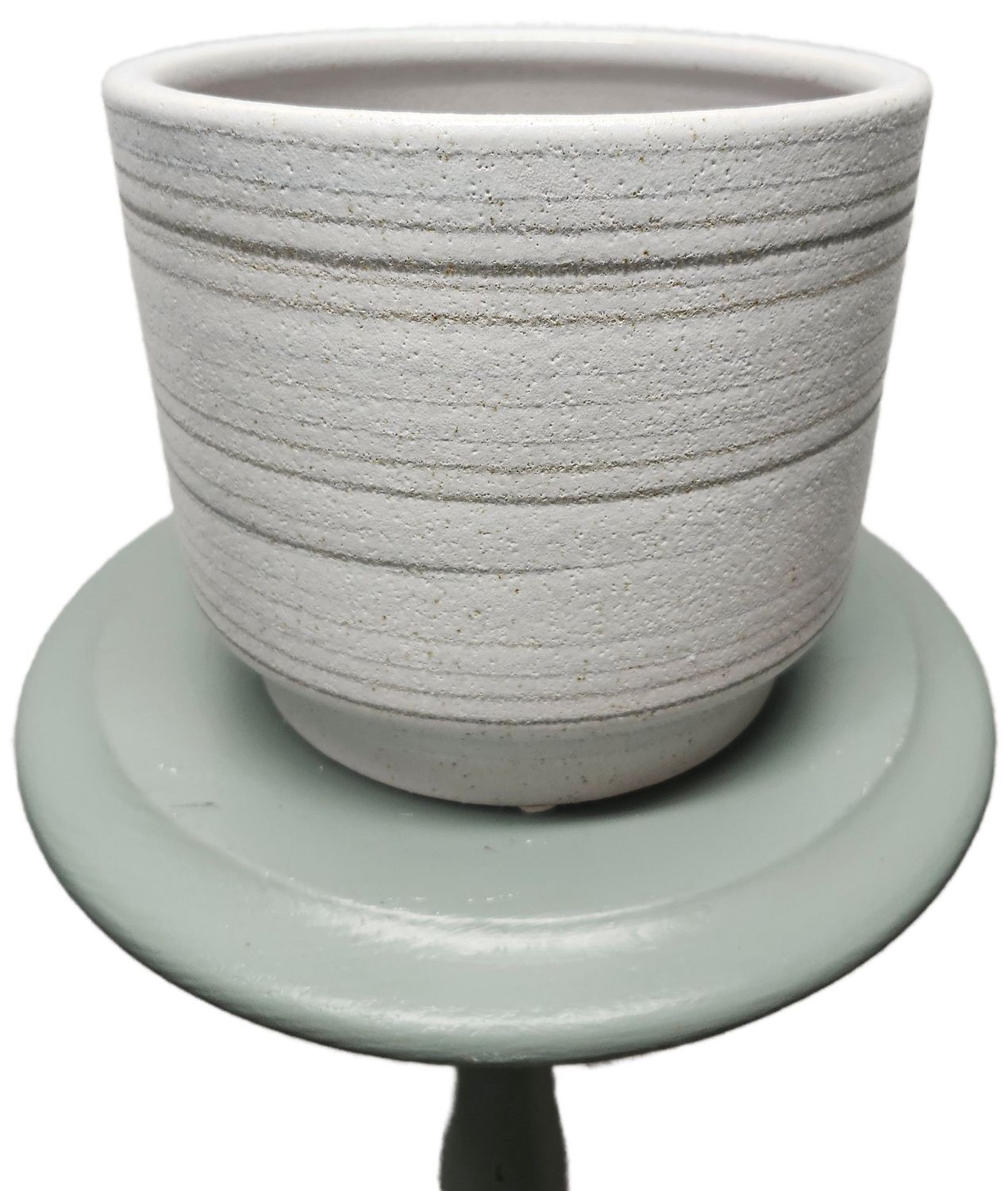 CERAMIC POT 8&quot; - WHITE STRIPES