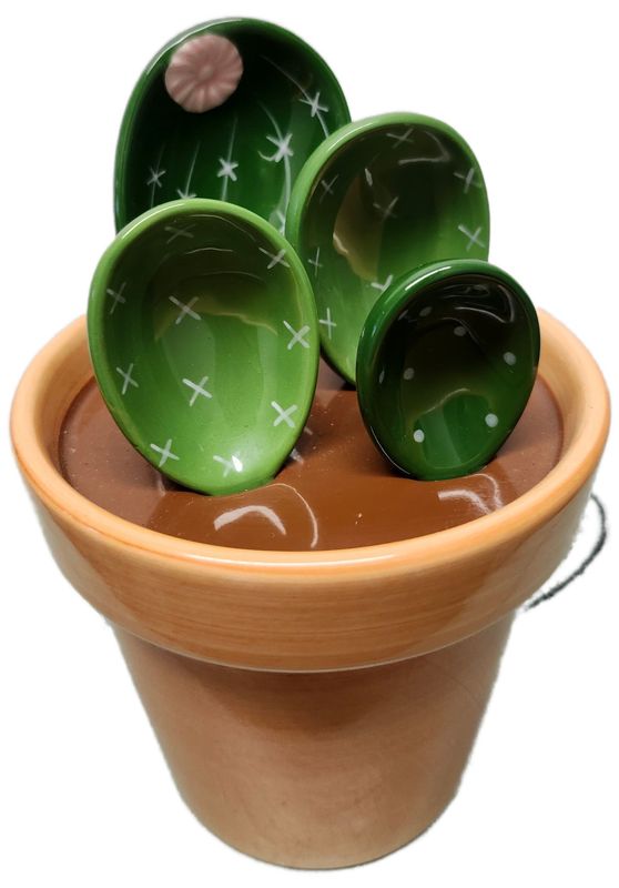 CERAMIC MEASURING SPOONS - CACTUS POT