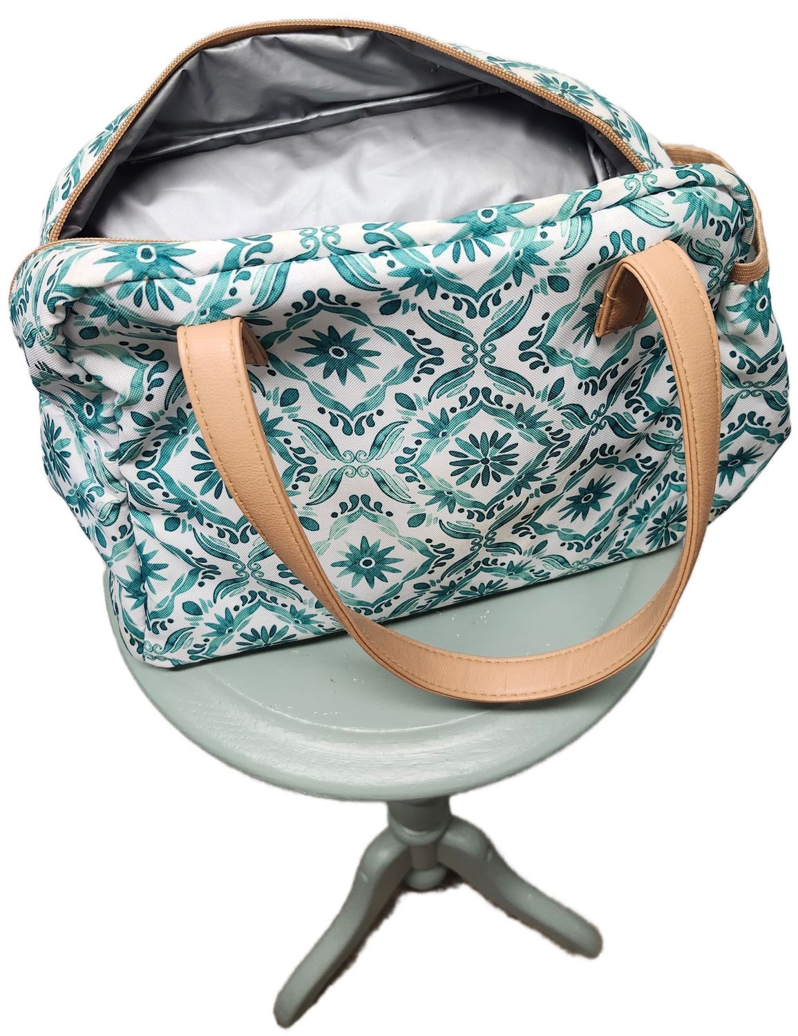 PURSE POT 10&quot; - GREEN DAMASK