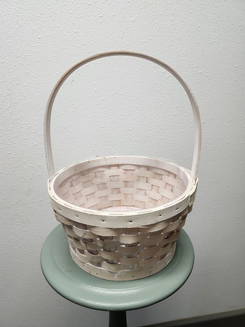 BASKET 10&quot; W/HANDLE - CREAM