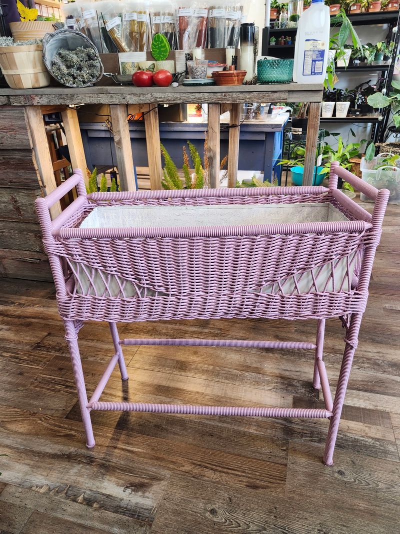 WICKER PLANT STAND 28X30 - DUSTY ROSE