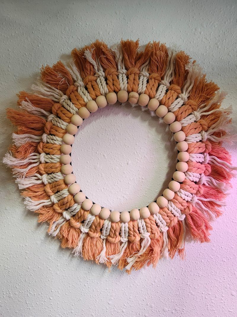 MACRAME WALL HANGING - ORANGE/WHITE