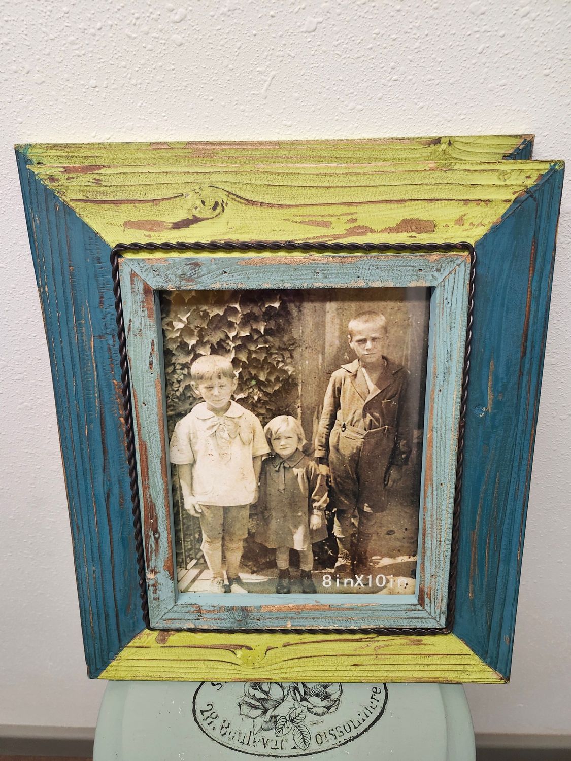 RUSTIC PICTURE FRAME 14X16&quot; - BLUE/GREEN