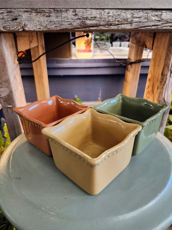 SQUARE CERAMIC POT 4&quot; - ASST