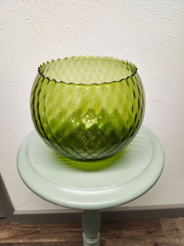 ANTIQUE GLASS GLOBE BOWL - GREEN