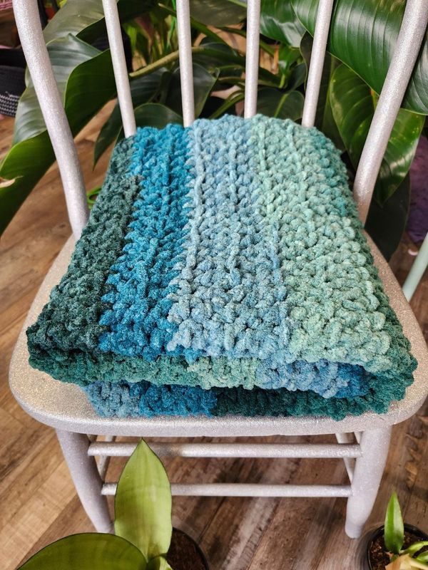 CROCHET BABY BLANKET - &quot;OCEAN TEAL OMBRE&quot;