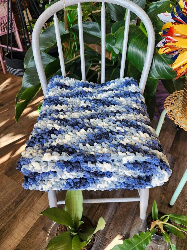 CROCHET LAP BLANKET - &quot;FADED BLUES&quot;
