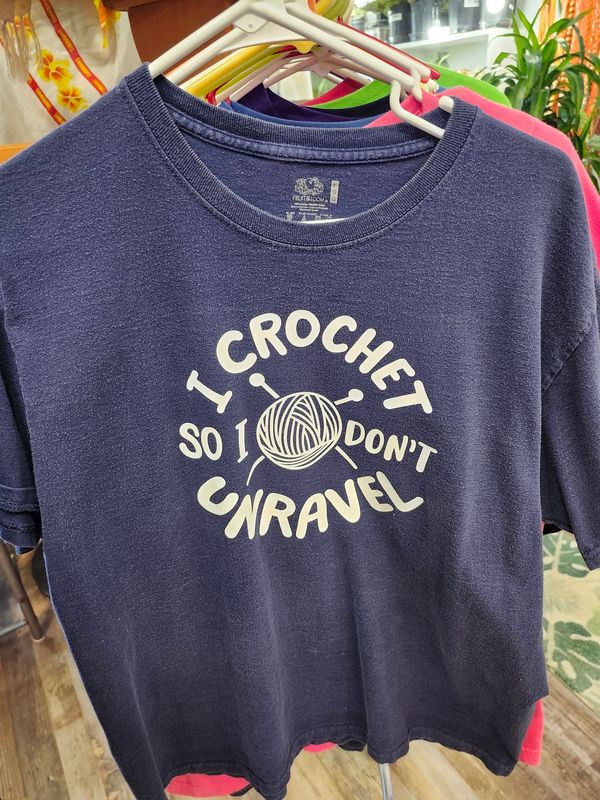 PLANT-TEE &quot;CROCHET UNRAVEL&quot; - LARGE NAVY UPCYCLED