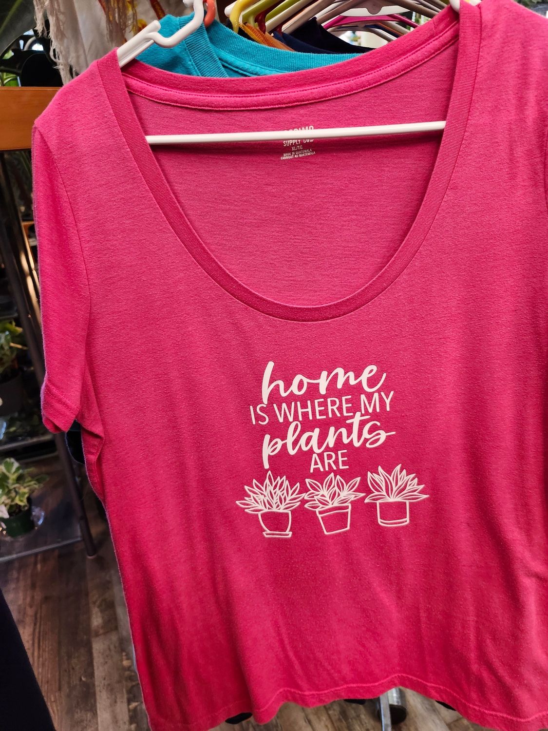 PLANT-TEE &quot;HOME IS PLANTS&quot; - XL PINK