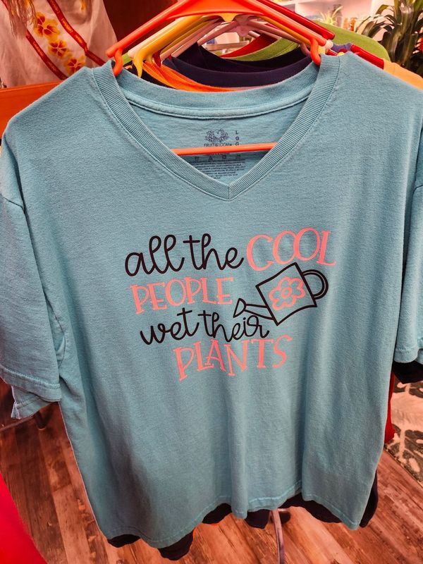 PLANT-TEE &quot;COOL PEOPLE&quot; - LARGE TEAL UPCYCLED