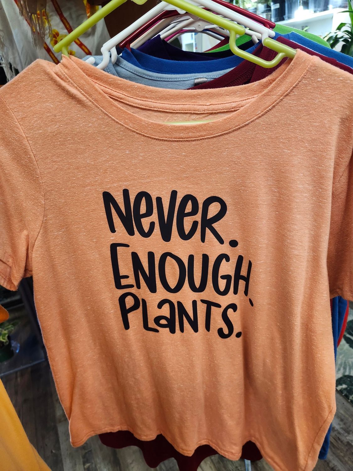 PLANT-TEE &quot;NEVER ENOUGH PLANTS&quot; - LARGE CORAL UPCYCLED