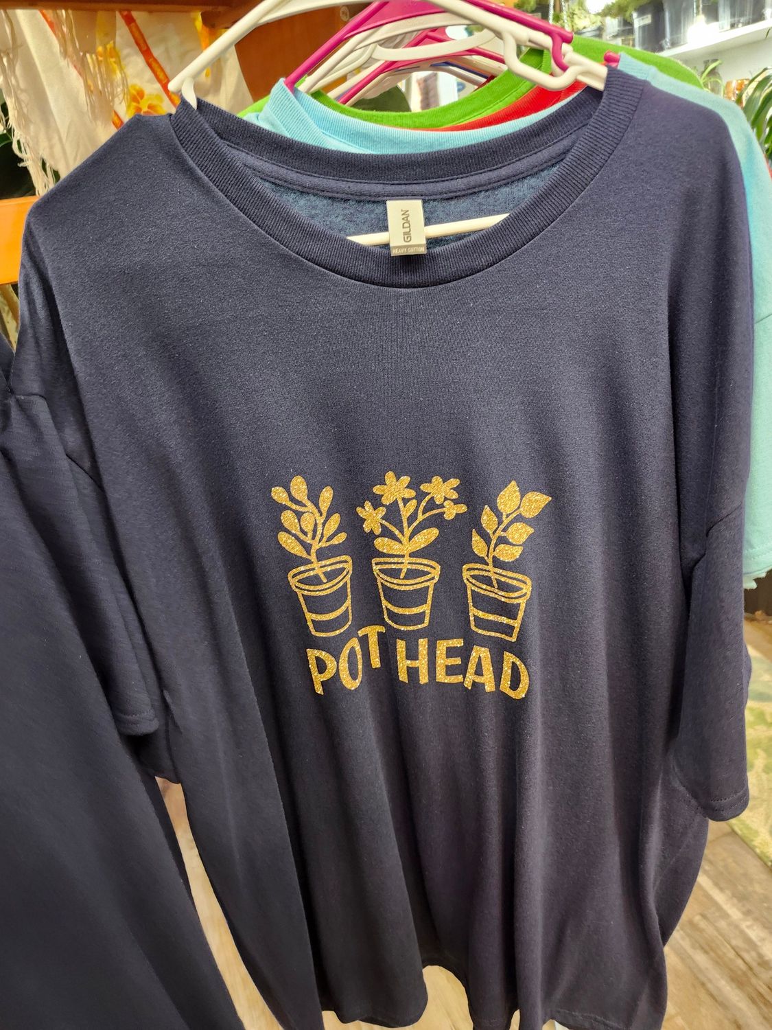 PLANT-TEE &quot;POTHEAD&quot; - 2XL NAVY UPCYLED