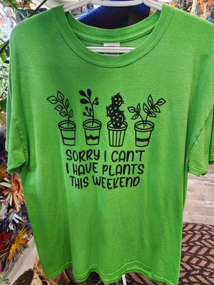 PLANT-TEE &quot;PLANTS THIS WEEKEND&quot; - LARGE GREEN UPCYCLED
